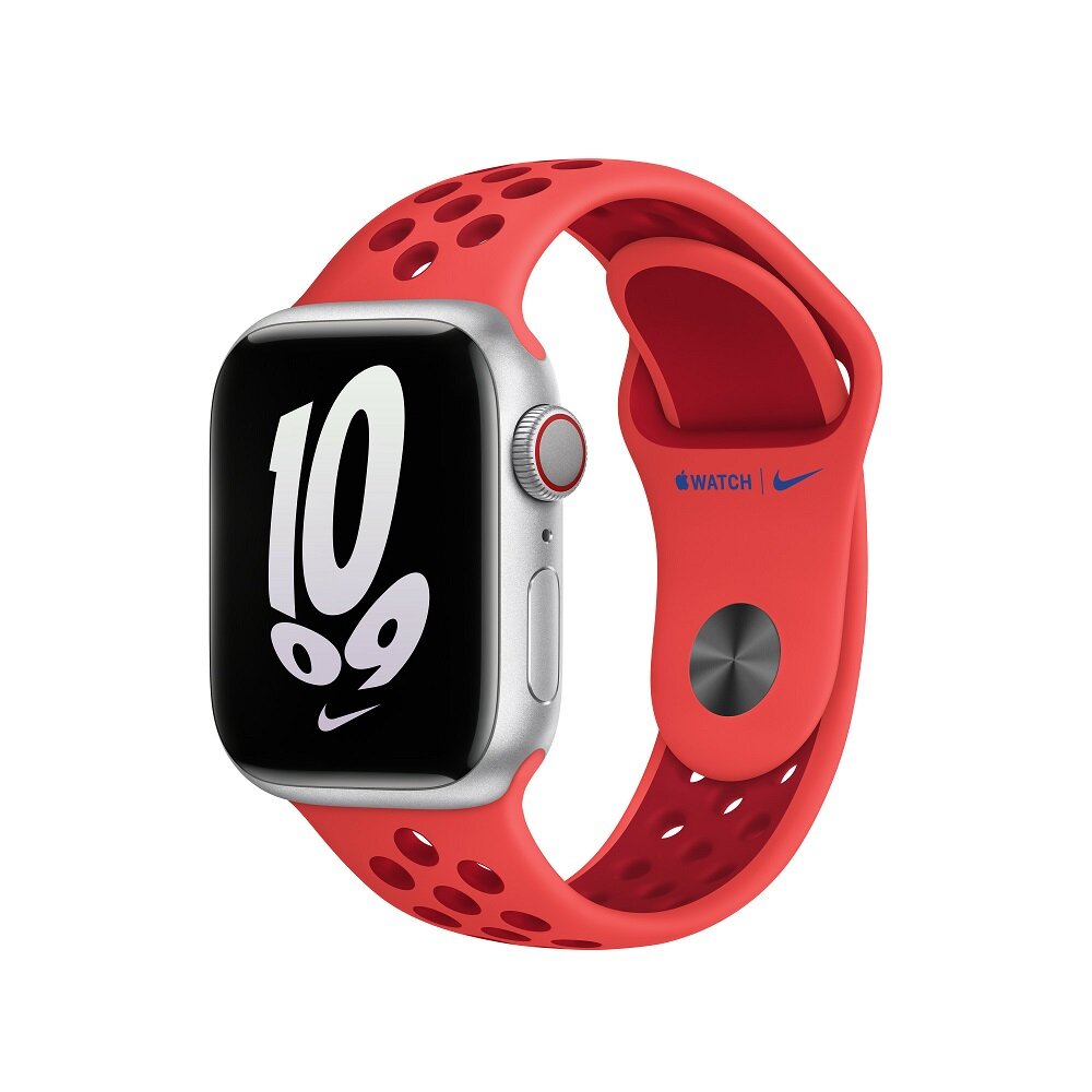 Pasek sportowy Apple Nike MPGW3ZM/A grafika przedstawia smartwatch z paskiem pod skosem