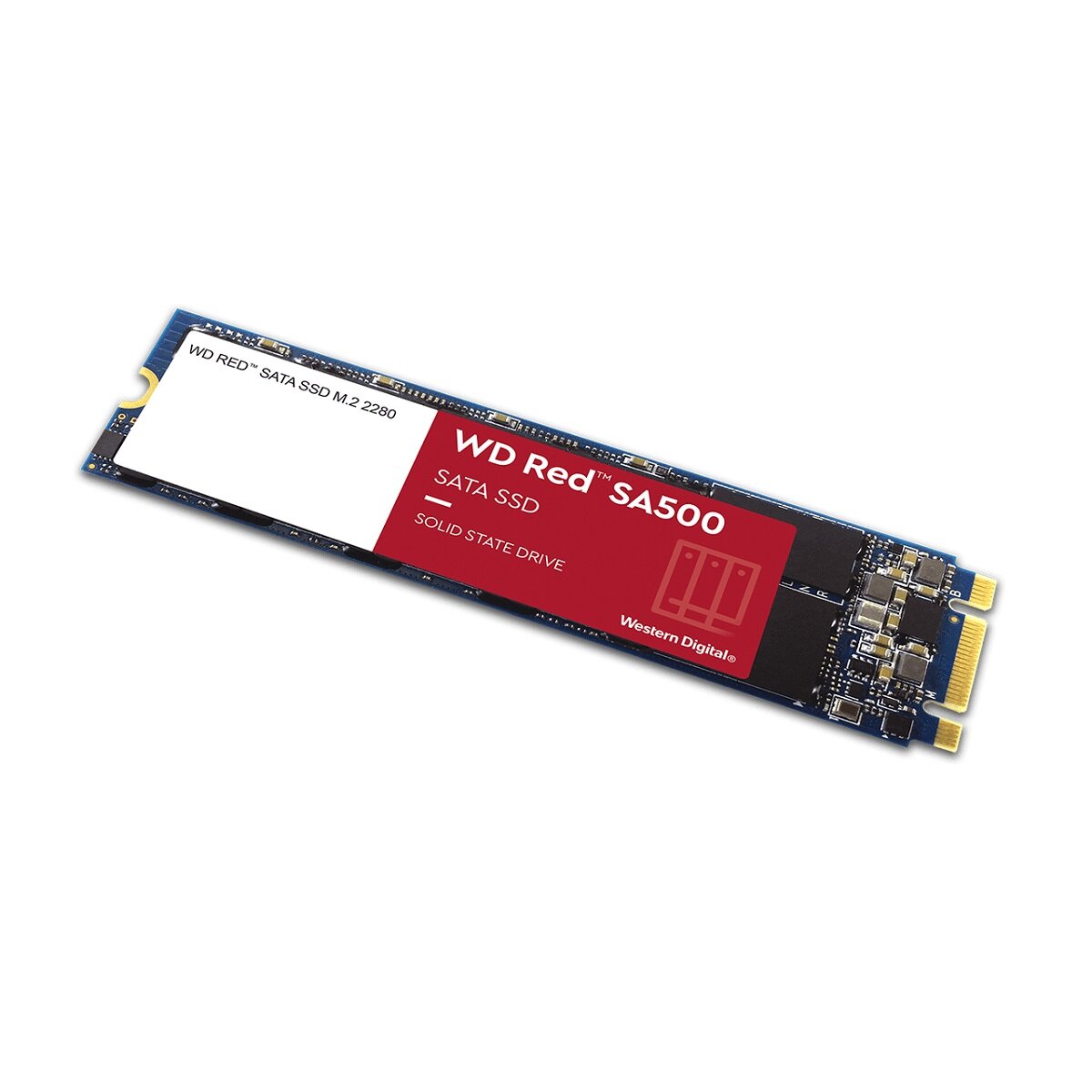 Dysk SSD WD Red SA500 500GB M.2 WDS500G1R0B  widok pod skosem z góry