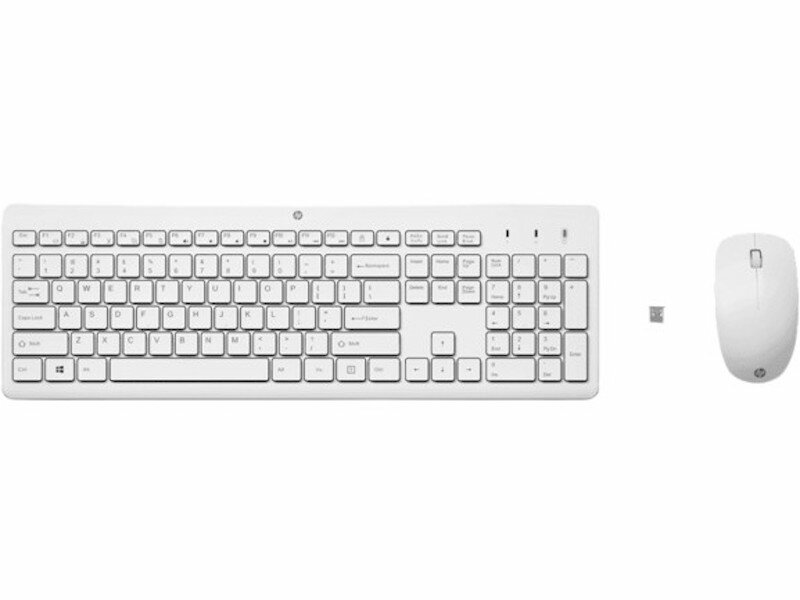 Zestaw klawiatura i mysz HP 230 Wireless Combo biały widoczny frontem
