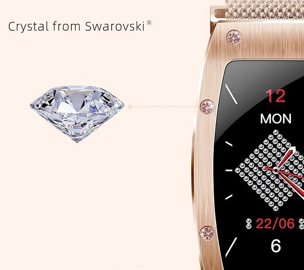 Smartwatch Kumi K18 srebrny kryształki