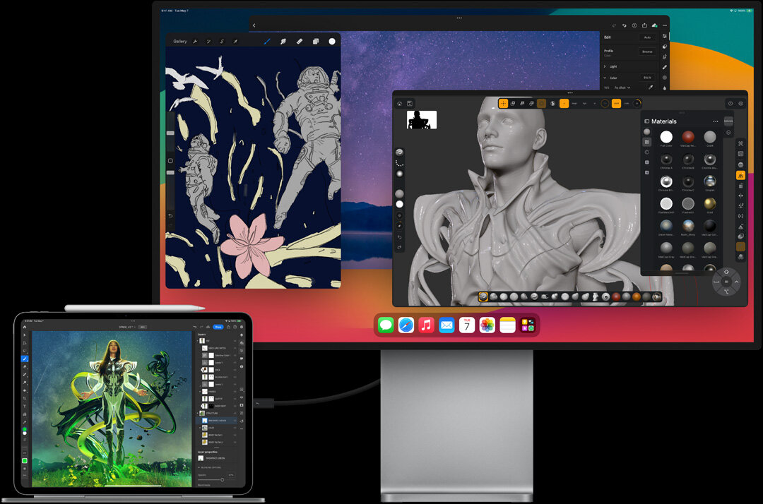 Tablet Apple iPad Pro 11” 1TB WiFi Cellular srebrny grafika przedstawia możliwość podłączenia urządzenia do monitora