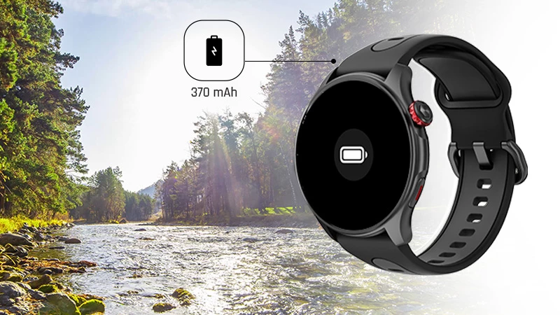 Smartwatch myPhone Watch Adventure czarny grafika widok na zegarek z rzeką w tle