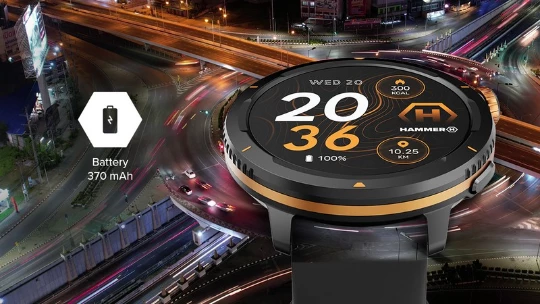 Smartwatch Hammer Watch 2 Lite czarno-pomarańczowy widok na smartwatcha zastępującego rondo