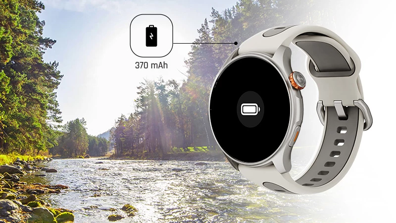 Smartwatch myPhone Watch Adventure szary grafika widok na zegarek z rzeką w tle