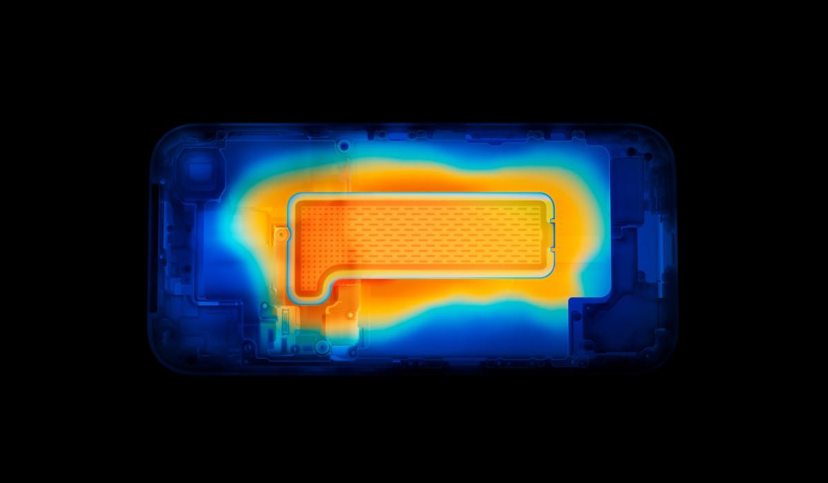 Smartfon Apple iPhone 17 Pro Max grafika przedstawia działanie zaawansowanego systemu chłodzenia