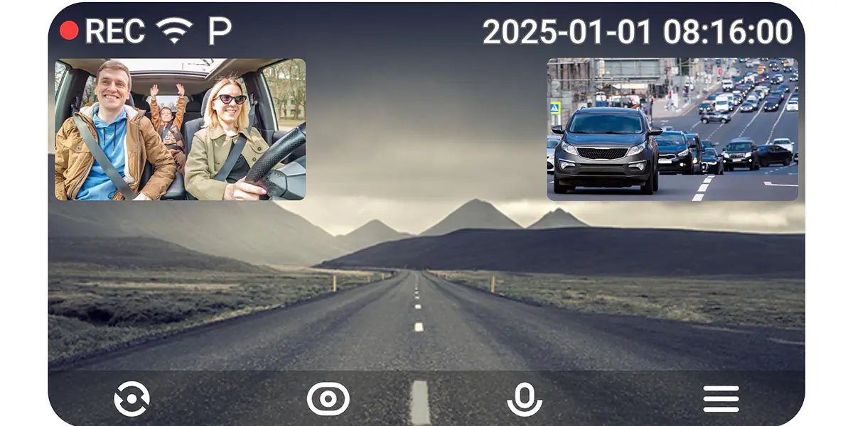 Wideorejestrator 70mai T800 4K + kamera tylna RC24 HDR + karta microSD 256GB nagrywanie wnętrza auta i drogi z przodu oraz tyłu