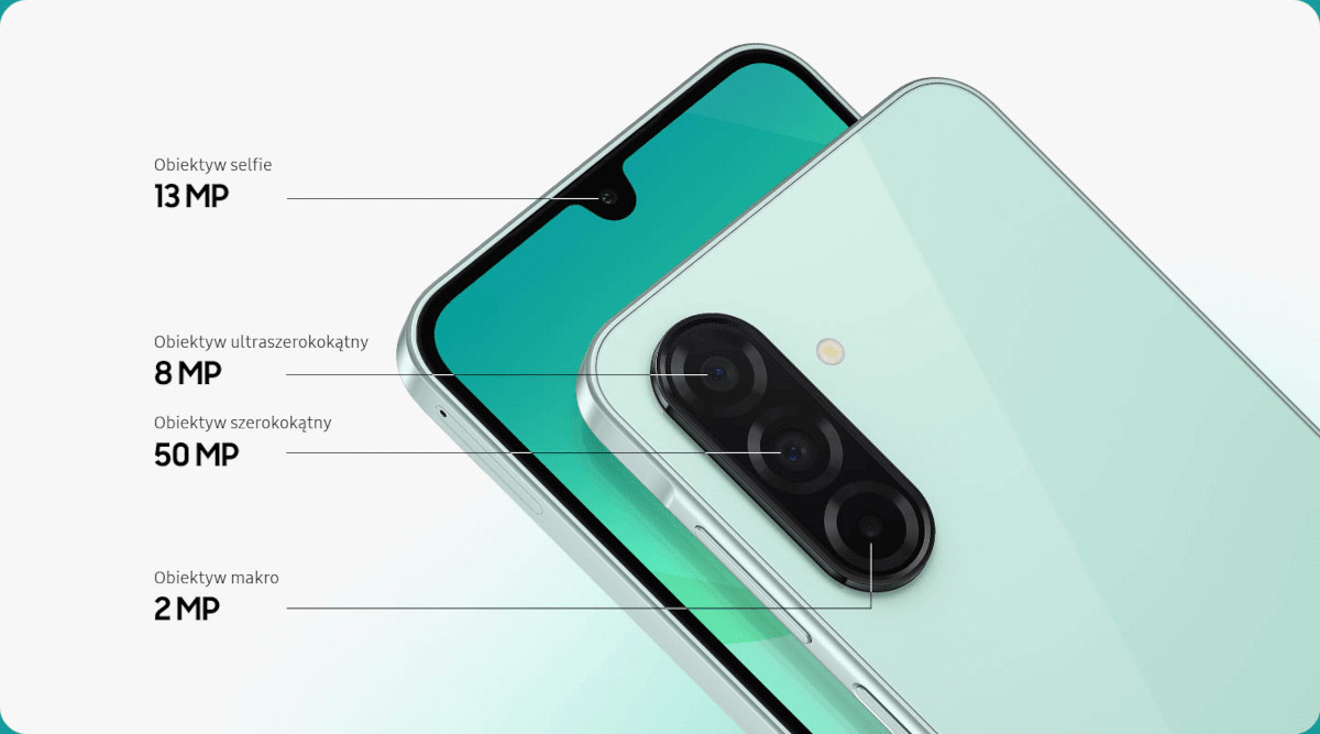 Smartfon Samsung Galaxy A26 5G 6/128GB Czarny grafika przedstawiająca smartfon i jego parametry aparatu