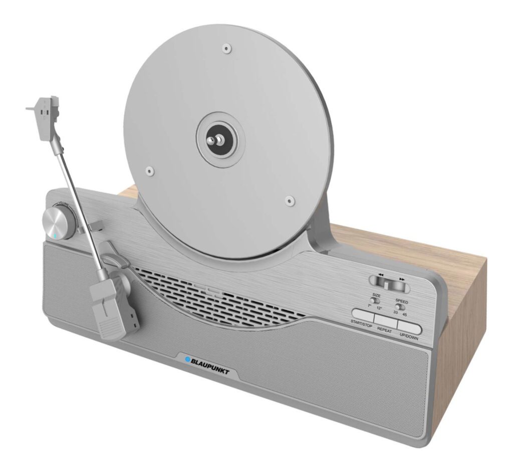 Gramofon Blaupunkt VT100SL srebrny  pod skosem