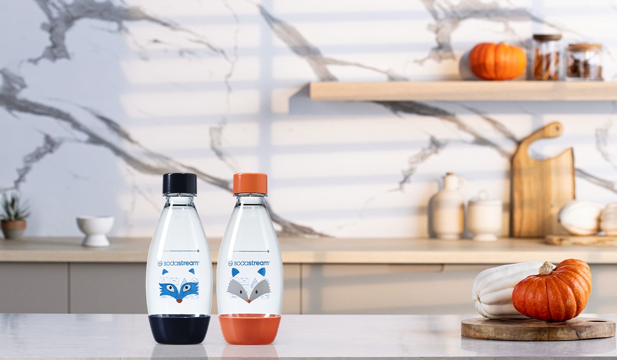 Butelki SodaStream Fuse Little Heroes grafika przedstawia dwie butelki od frontu