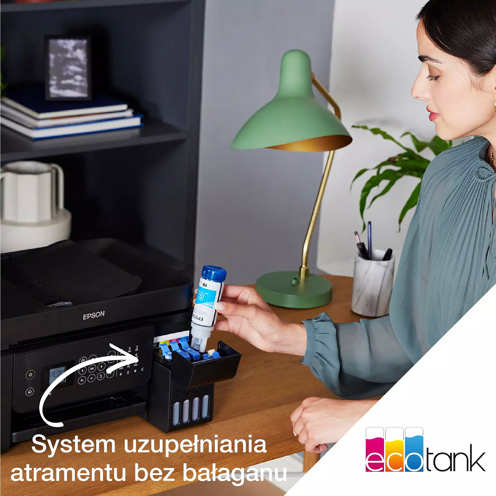 Drukarka Epson EcoTank L5310 uzupełnianie kartridży