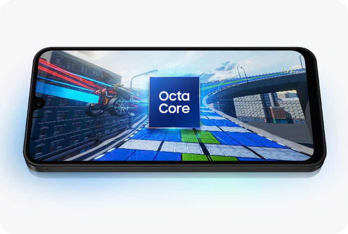 Smartfon Samsung Galaxy A26 5G 6/128GB Czarny w poziomie z wyświetlonym znakiem Octa Care 