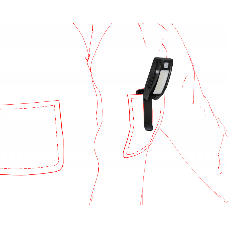 Latarka Solidline SC4R czarna przymocowana do kieszeni 