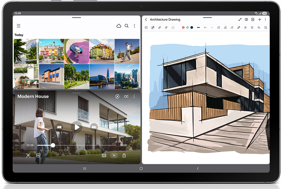 Tablet Samsung Galaxy Tab S10 Lite ekran podzielony na kilka części