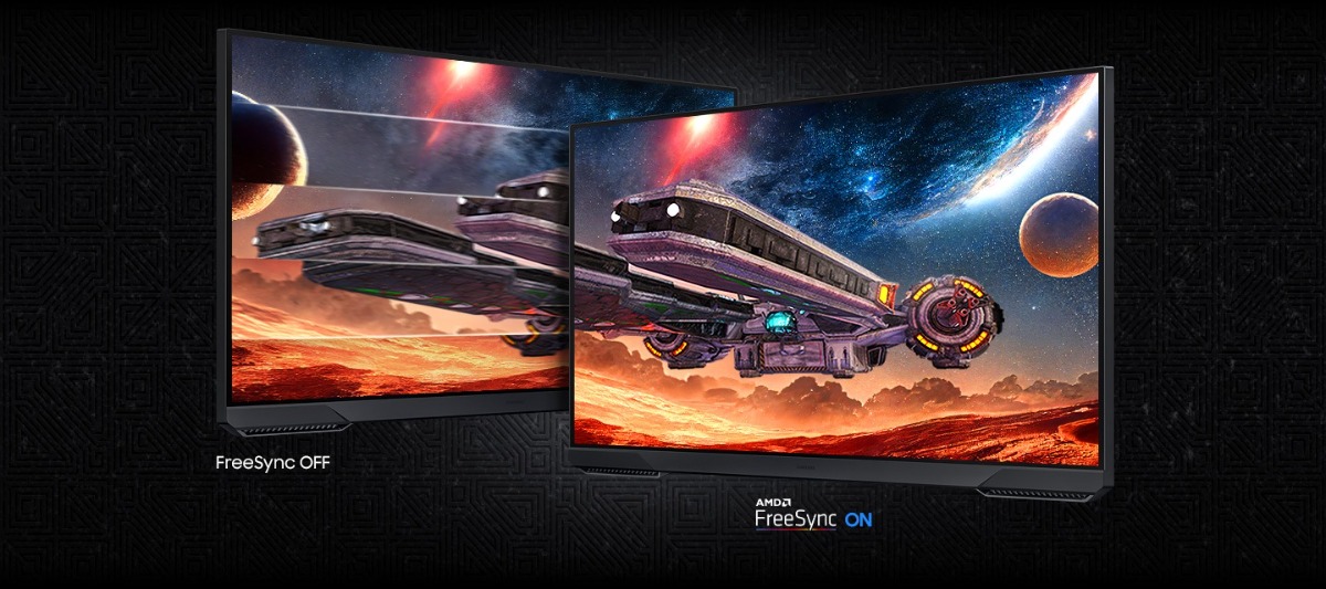 Monitor Samsung Odyssey G5 180Hz QHD 32' włączone i wyłączone FreeSync