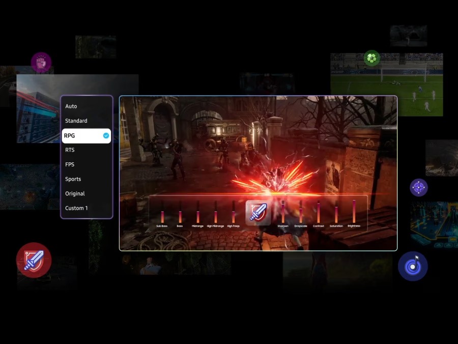 Telewizor Samsung Q8F QLED 4K 75” widok na kadr z gry