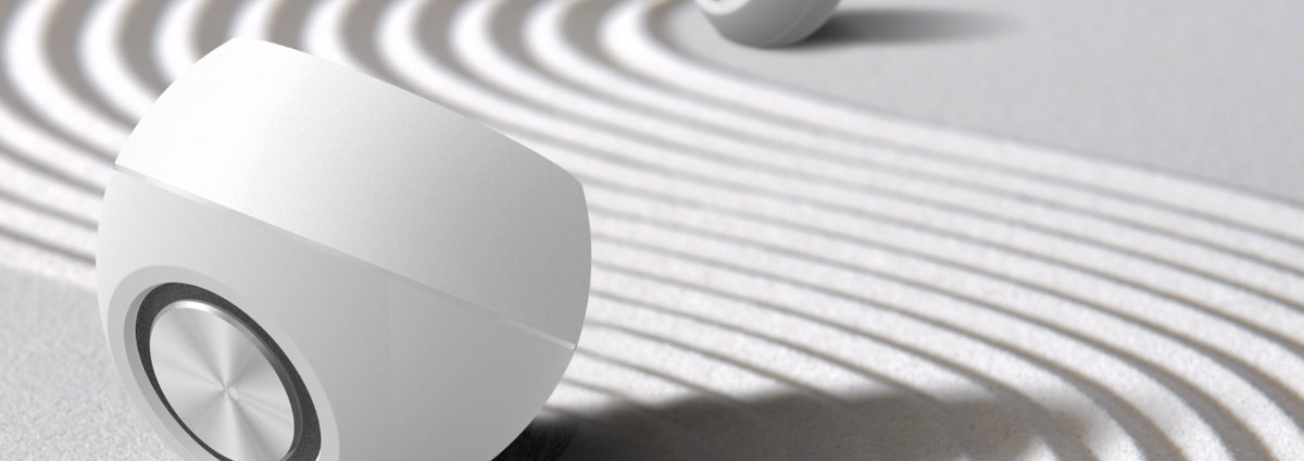 Głośniki Creative Pebble 2.0 czarne widok na głośniki stojące na falistym podłożu