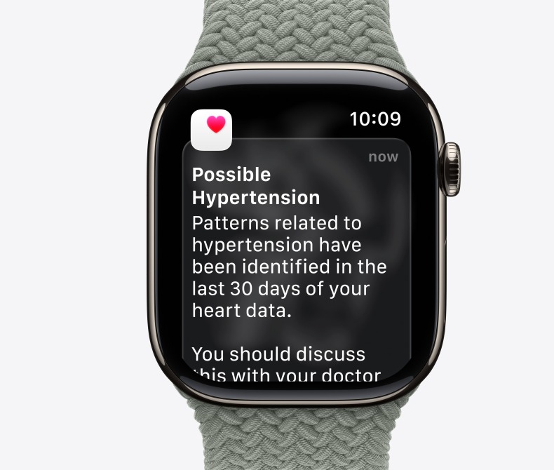 Smartwatch Apple Watch Series 11 powiadomienia o nadciśnieniu