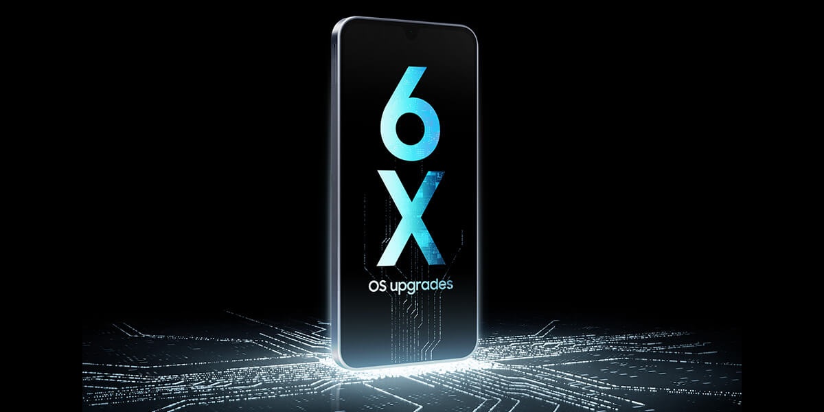 Smartfon Samsung Galaxy A16 LTE grafika przedstawia informację o gwarancji aktualizacji