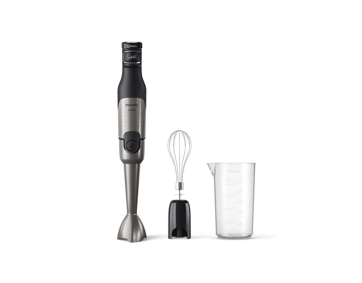 Blender ręczny Philips HR2682/00 1200W widok od frontu na cały zestaw