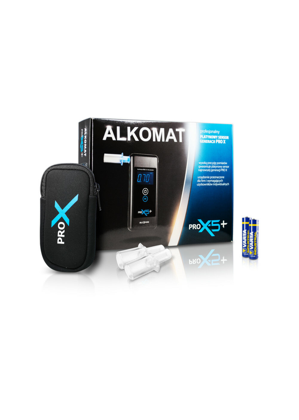 Alkomat AlcoFind PRO X-5+ elektrochemiczny pudełko i akcesoria