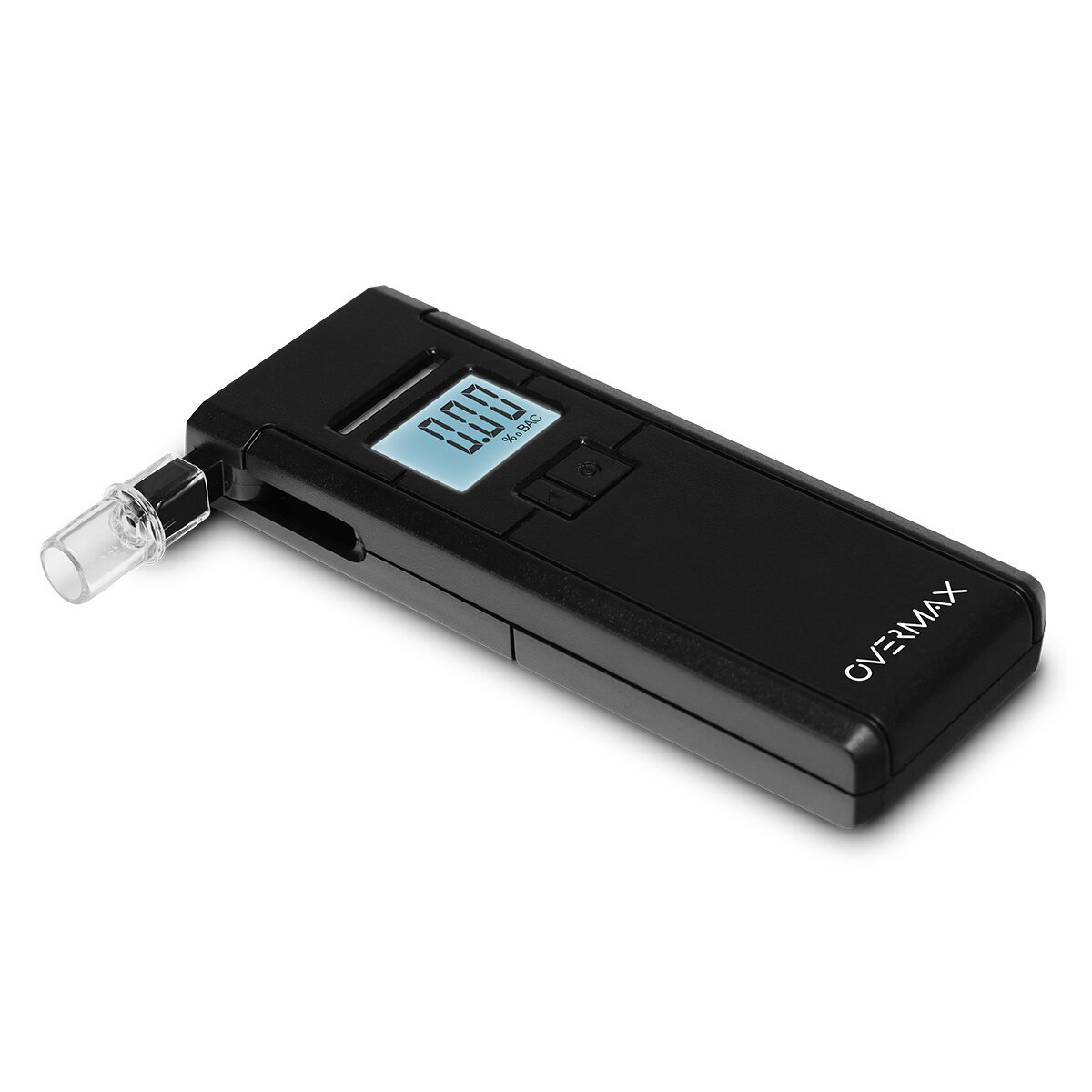 Alkomat Overmax AD-05 elektrochemiczny widok alkomatu pod skosem