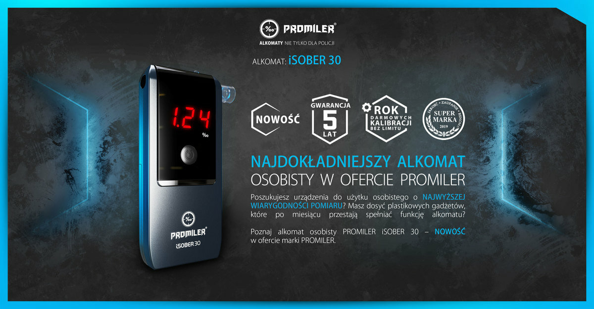 Alkomat Promiler iSOBER 30 wraz z opisem produktu