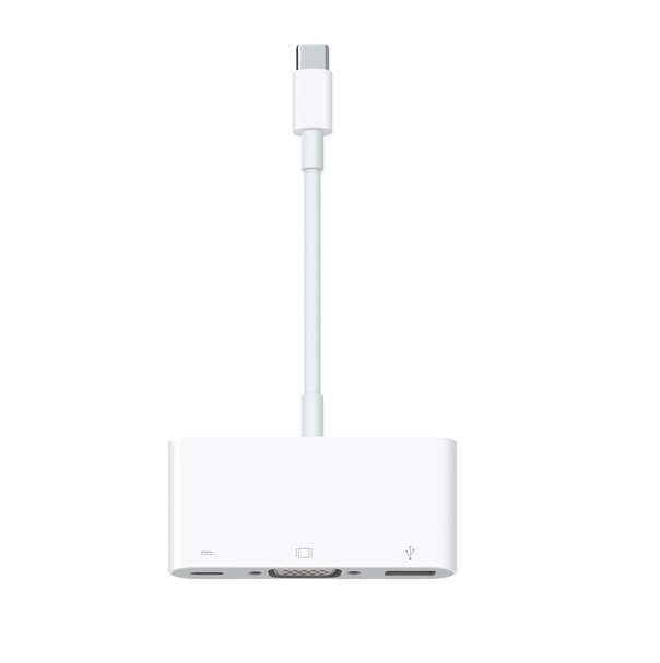 Wieloportowa przejściówka USB-C VGA Apple MJ1L2ZM/A Biała od boku pionowo