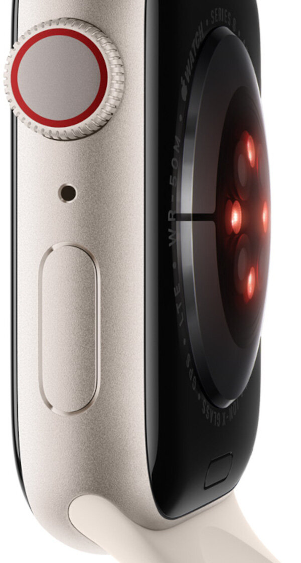 Smartwatch Apple Watch Series 8 GPS 45 mm północ czujnik