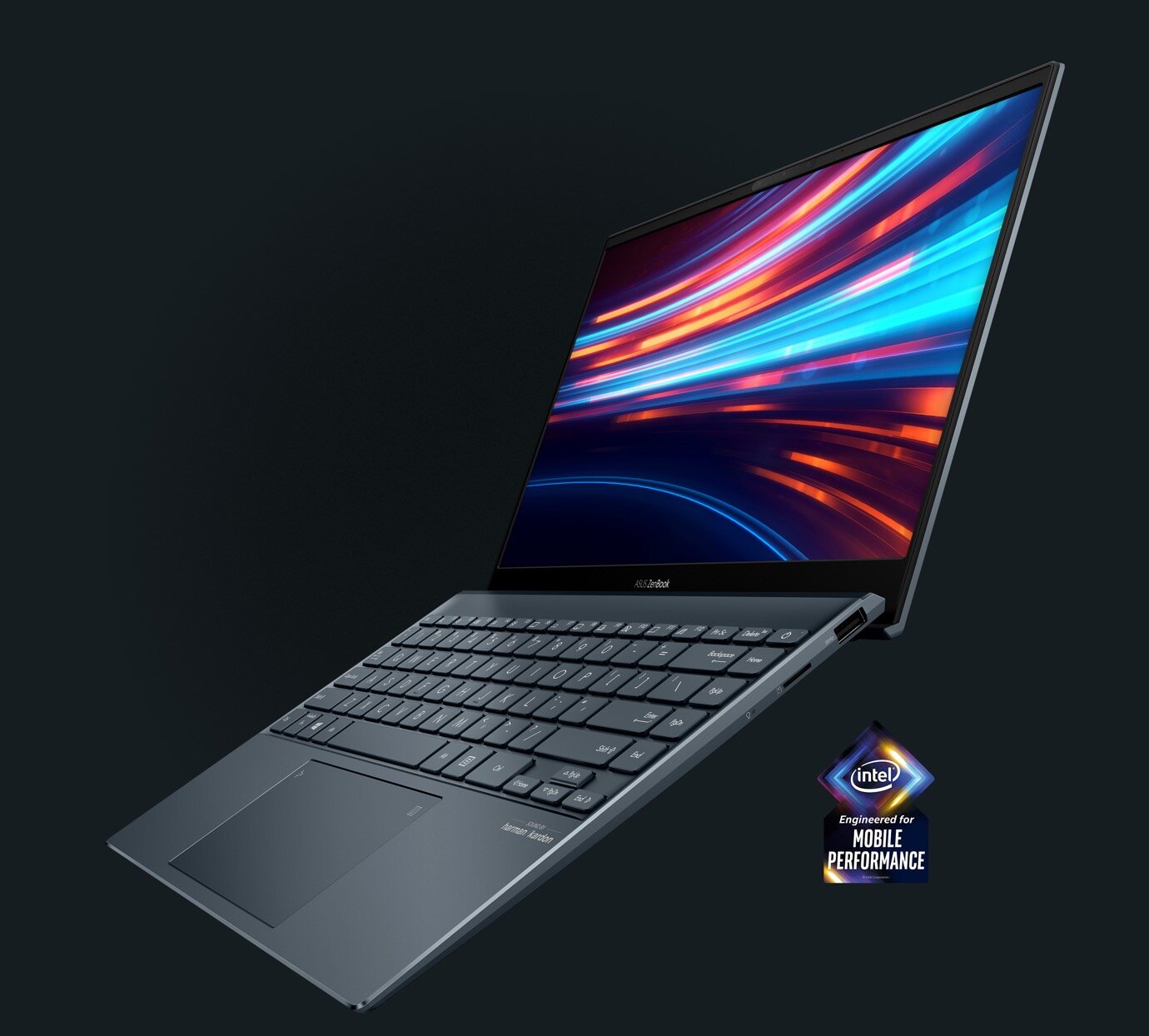 laptop ASUS ZenBook 14 UX425EA-HM055T pine grey widok pod kątem na przód