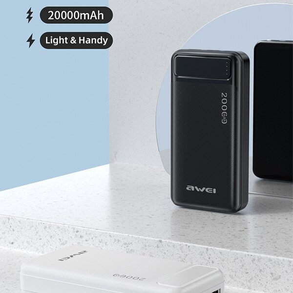 Powerbank AWEI P6K 20.000mAh pionowo na stole