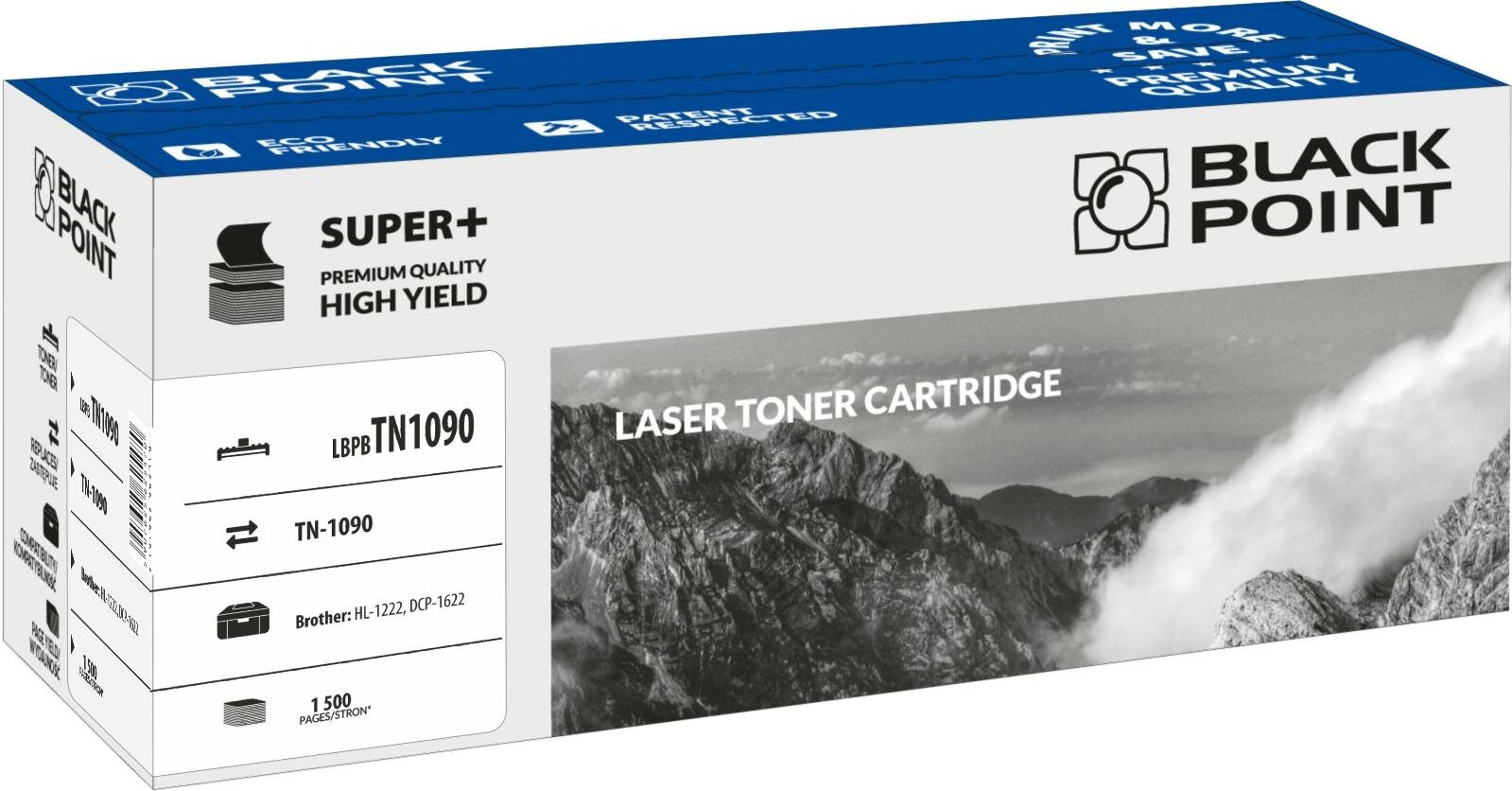 Toner laserowy Black Point Super Plus LBPBTN1090 widok pod kątem na opakowanie