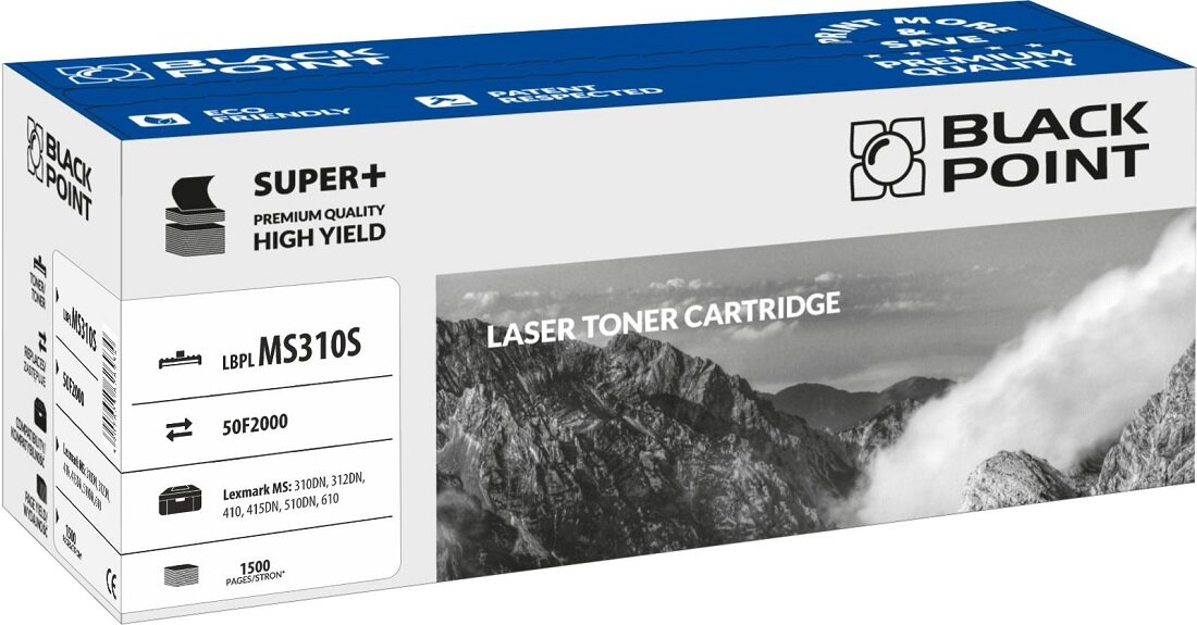 Toner Black Point S+ (Lexmark 50F2000)0 widokna opakownie przodem