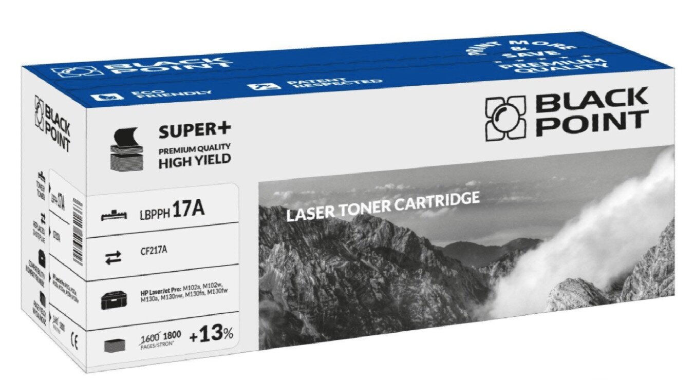 Toner laserowy Black Point Super Plus LBPPH17A widok pod kątem na opakowanie