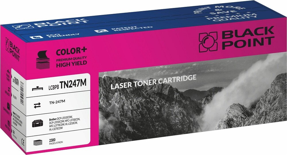 Toner laserowy Black Point LCBPBTN247M widok pod kątem na opakowanie