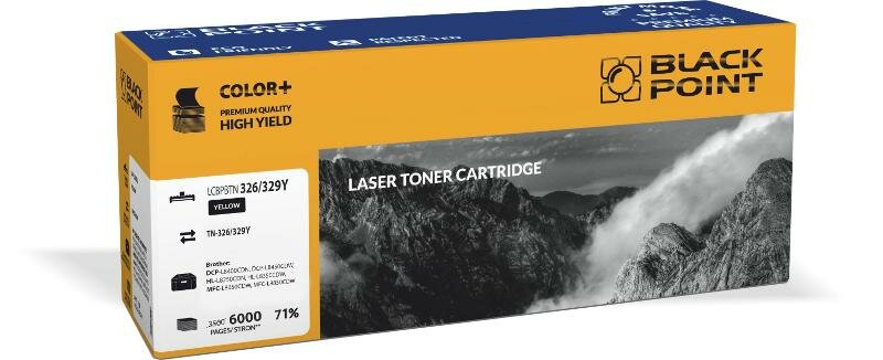 Toner laserowy Black Point LCBPBTN326/329Y widok pod kątem na opakowanie