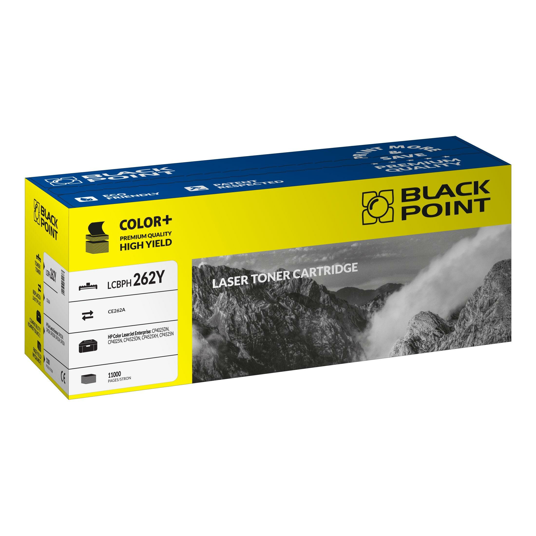 Toner laserowy Black Point LCBPH262Y widok pod kątem na opakowanie