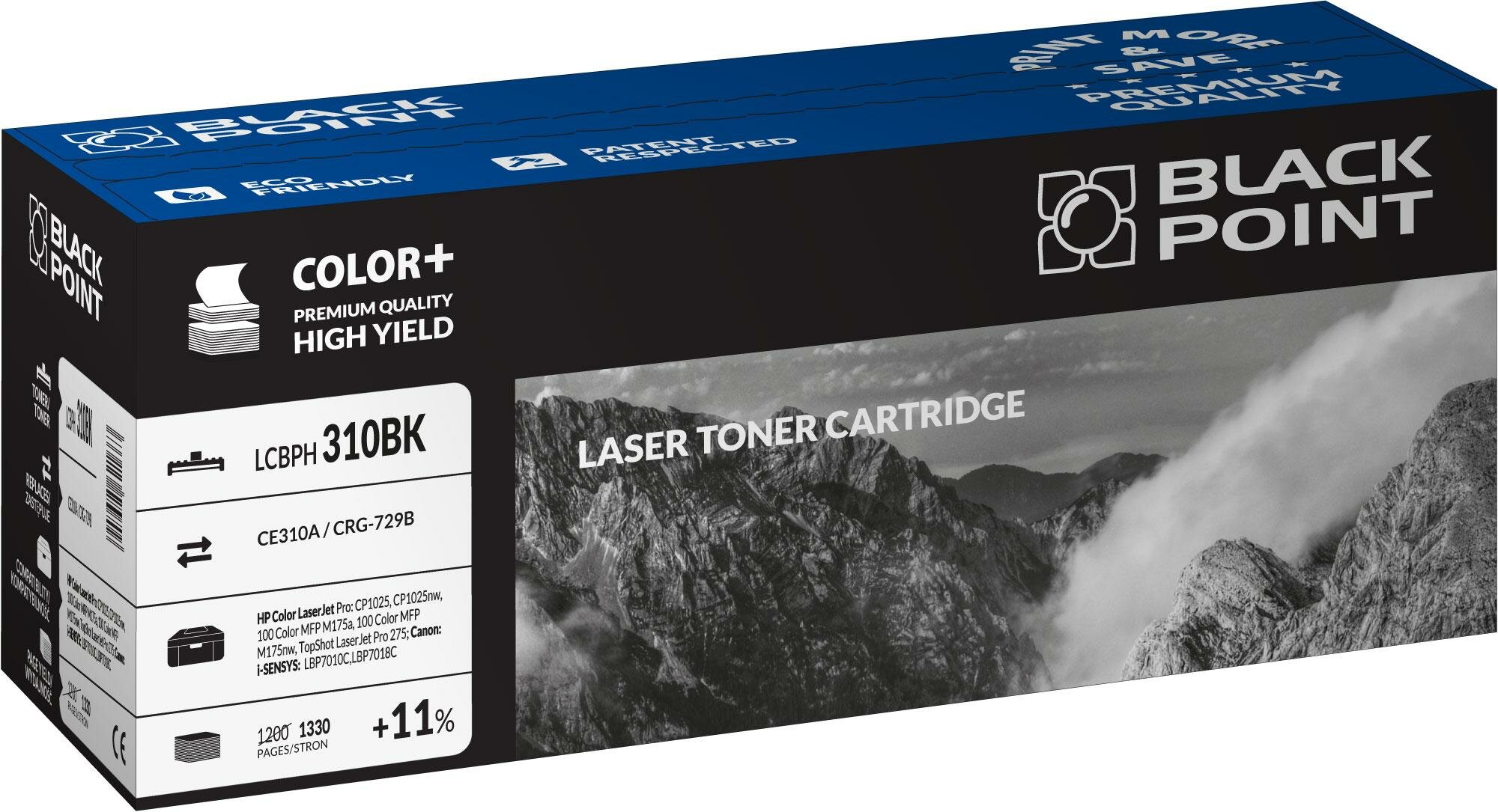 Toner laserowy Black Point LCBPH310BK widok pod kątem na opakowanie