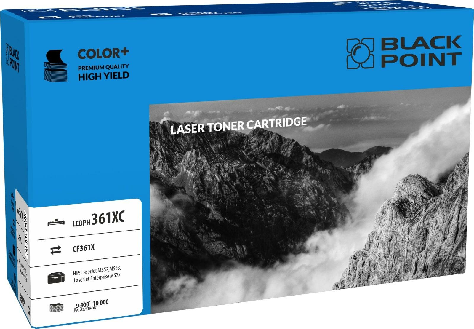 Toner laserowy Black Point LCBPH361XC widok pod kątem na opakowanie