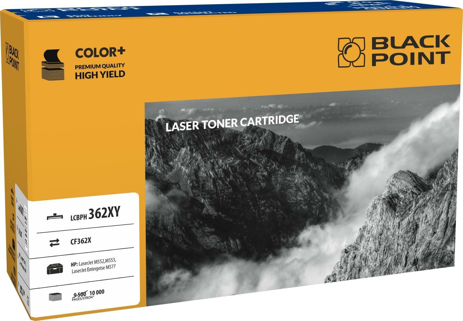 Toner laserowy Black Point LCBPH362XY widok pod kątem na opakowanie