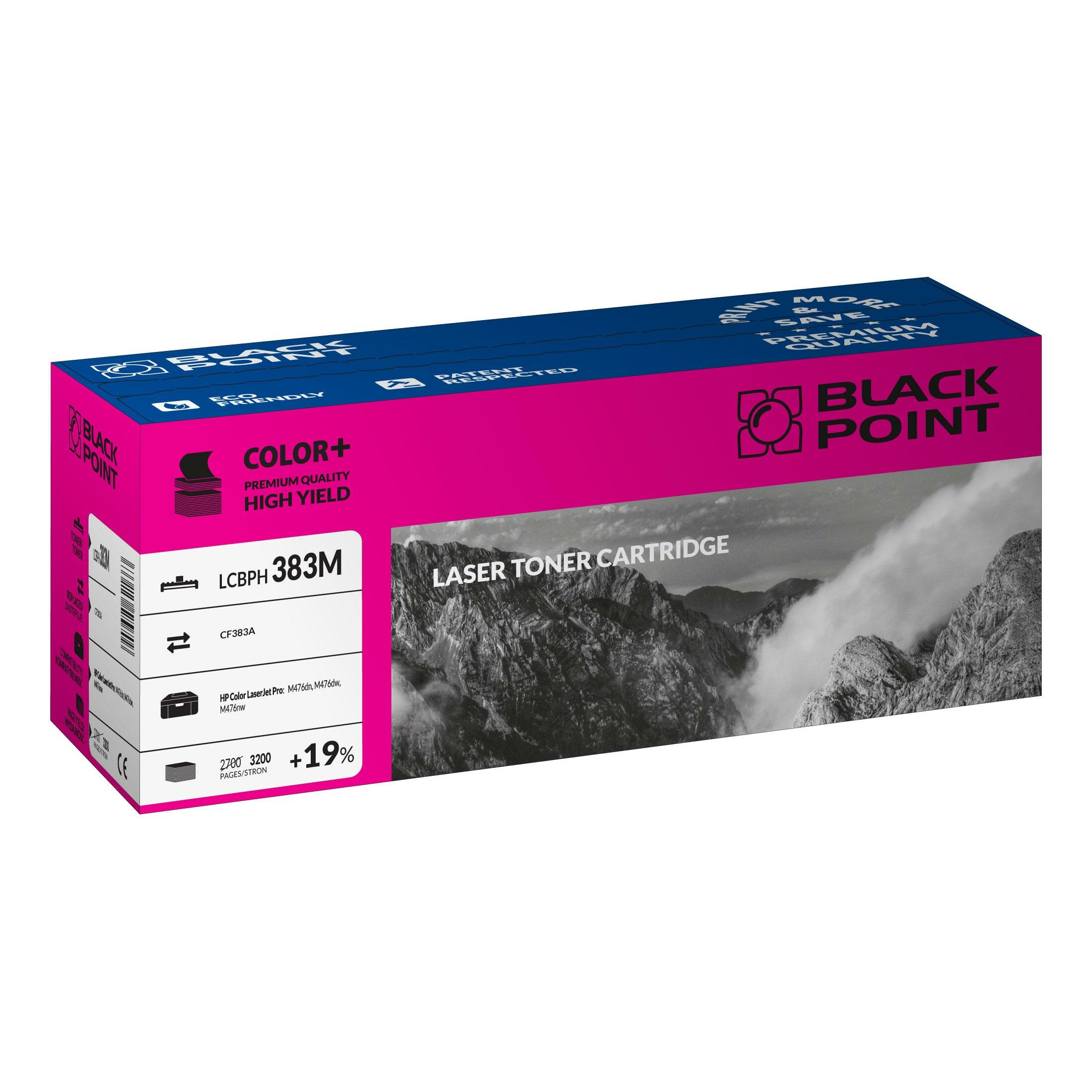 Toner laserowy Black Point LCBPH383M widok pod kątem na opakowanie