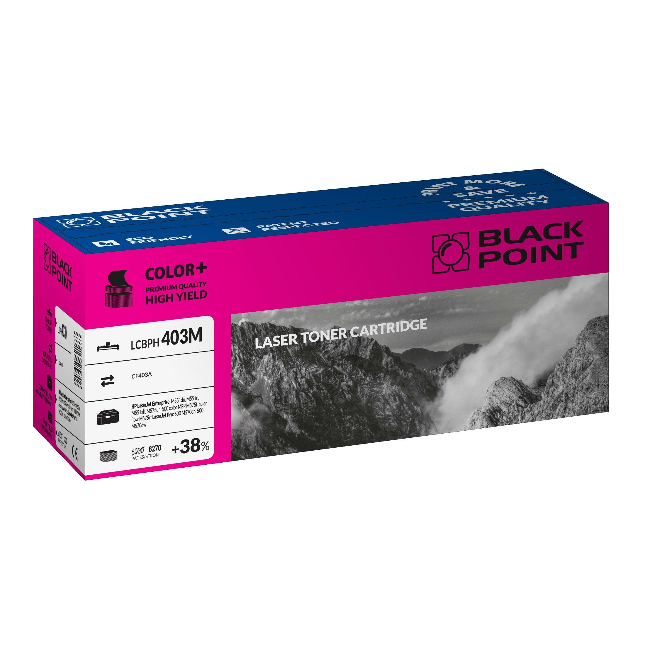 Toner laserowy Black Point LCBPH403M widok pod kątem na opakowanie