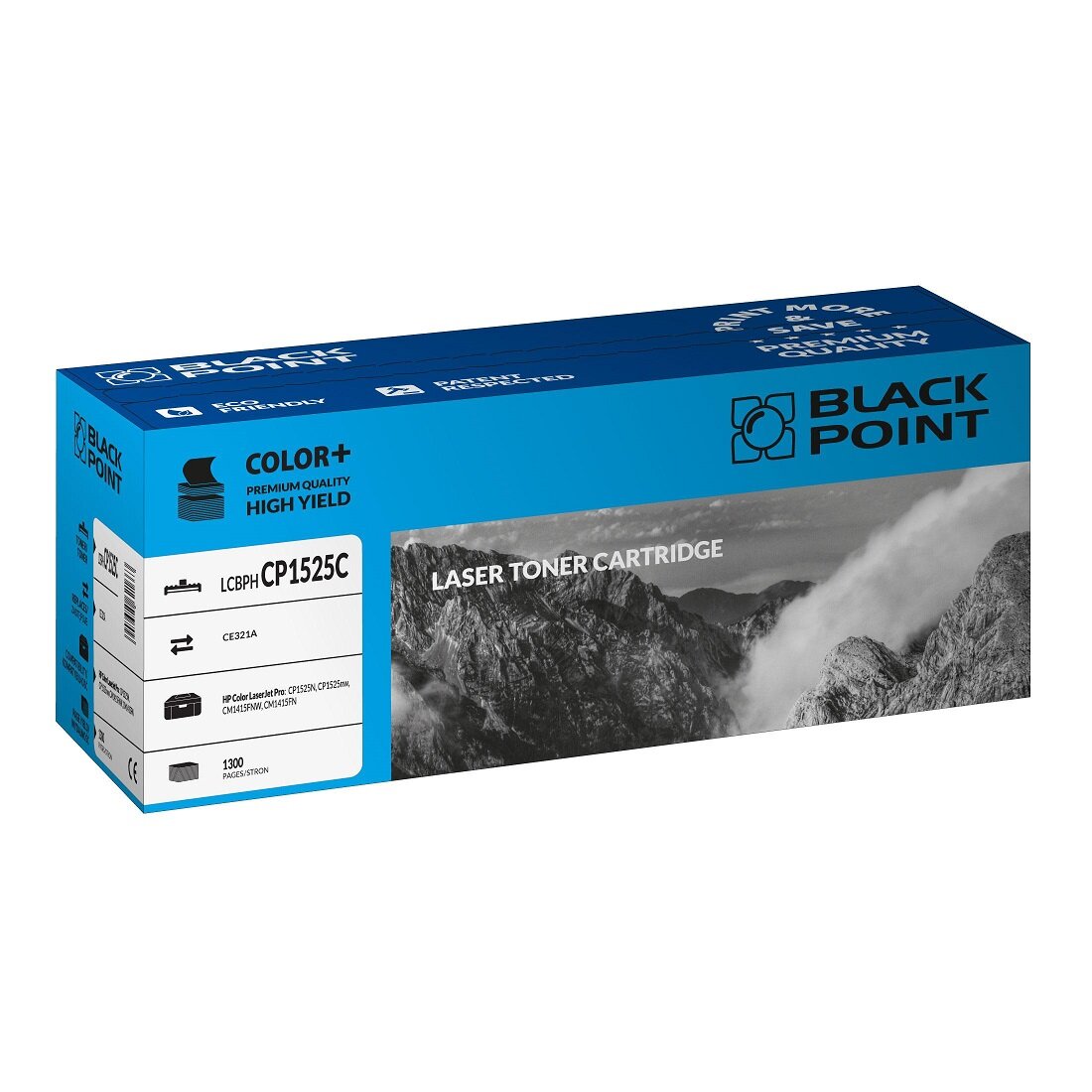 Toner laserowy Black Point LCBPHCP1525C. Zastępuje HP CE321A. Kolor: cyan. 