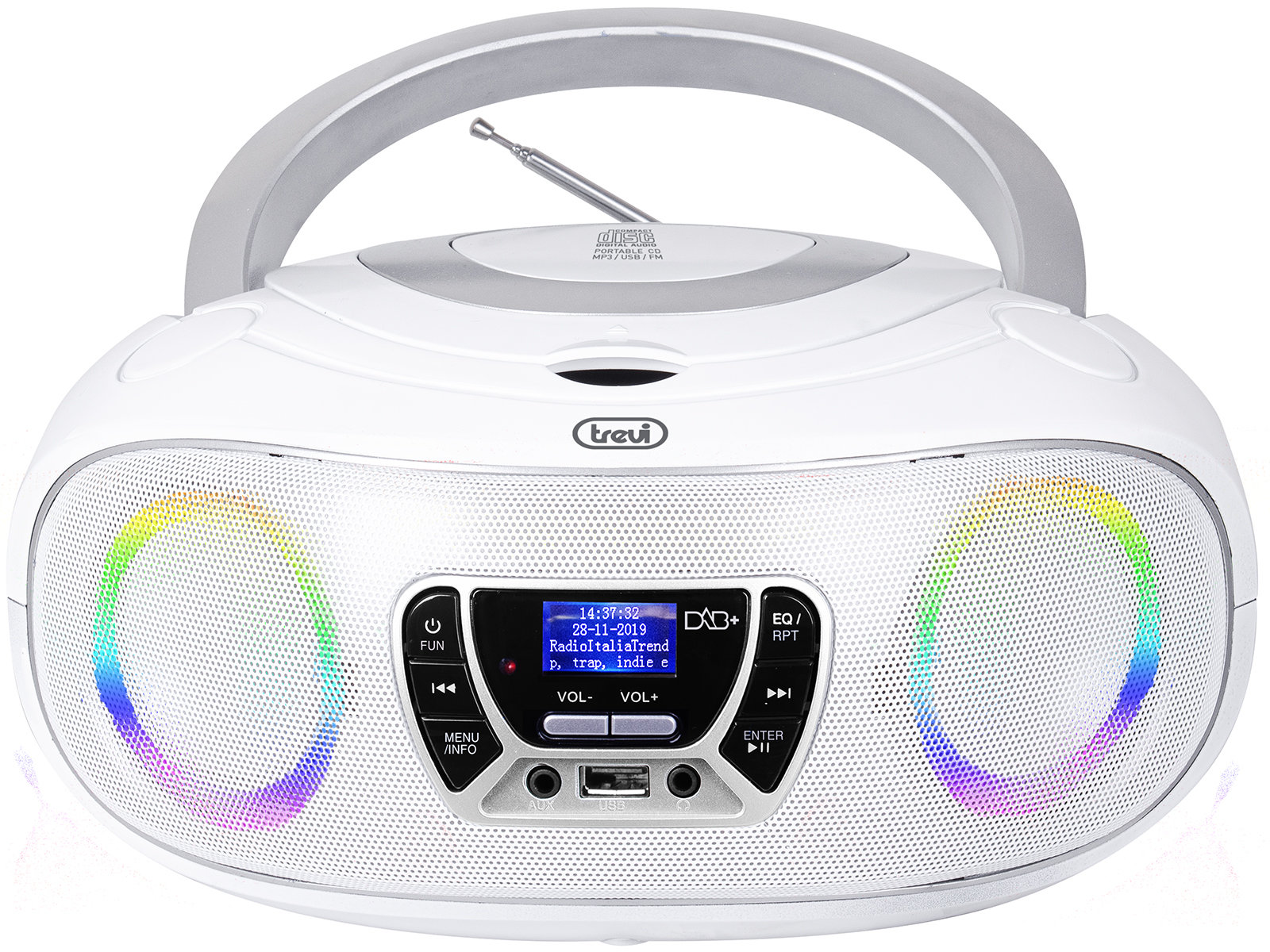 Boombox Trevi CMP583 CD/MP3/USB Biały widok na przód