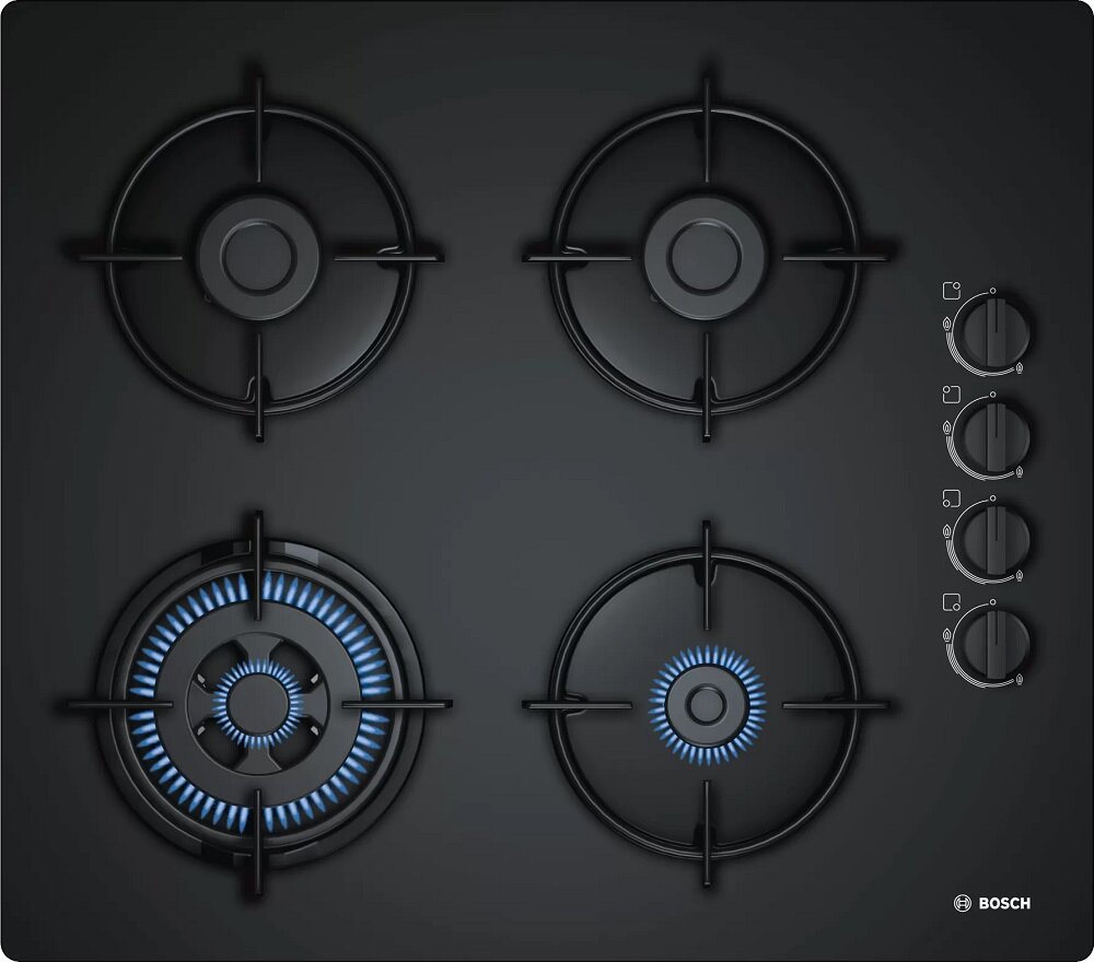 Płyta gazowa Bosch POH6B6B10 widok na płytę od frontu