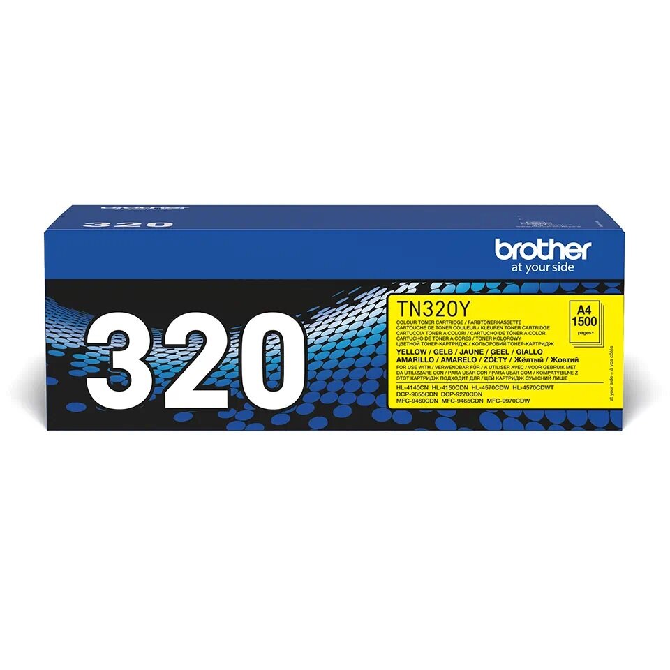 Toner Brother TN-320Y 1500 stron żółty od frontu w pudełku