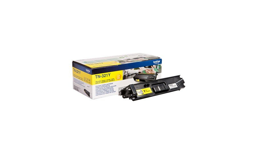 Toner Brother TN321Y toner umieszczony przed opakowaniem