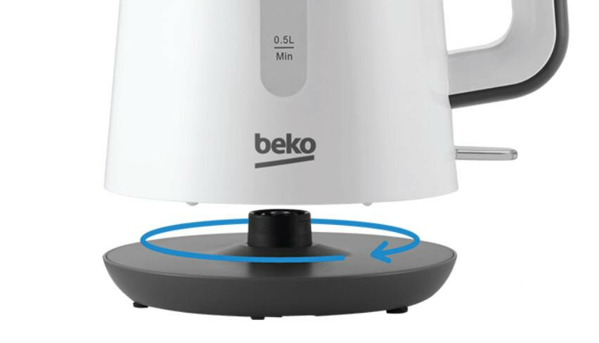 Czajnik Beko WKM8306B 1,7l widok od boku na obrotową podstawę