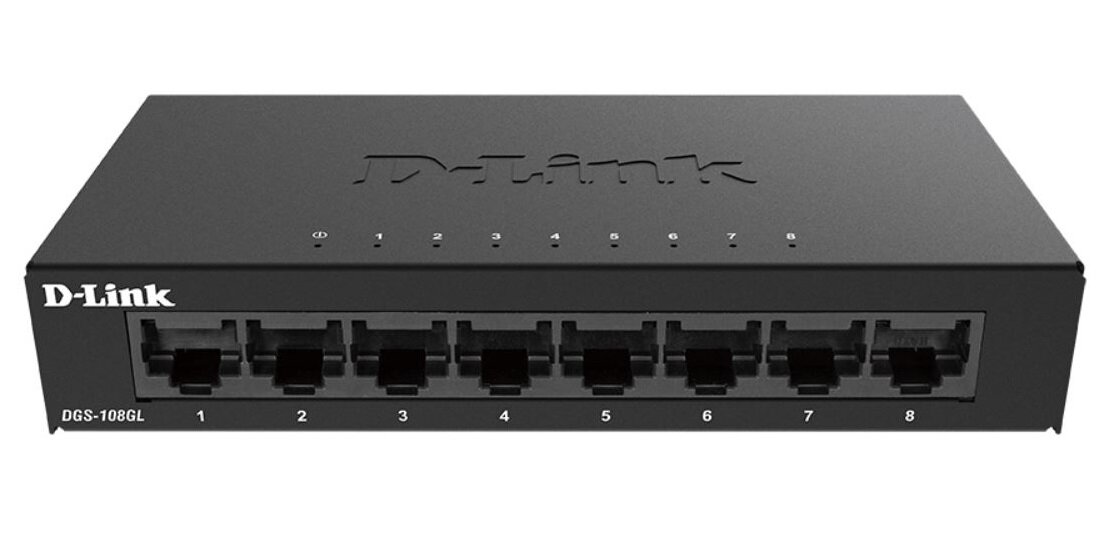 Switch D-LINK Gigabit Ethernet DGS-108GL/E widok na porty