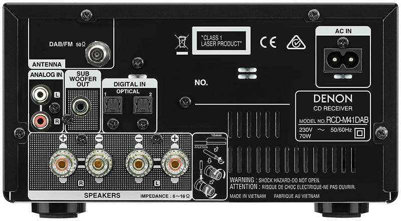 Amplituner Denon RCDM41DABBKEK 2 x 30 W tył