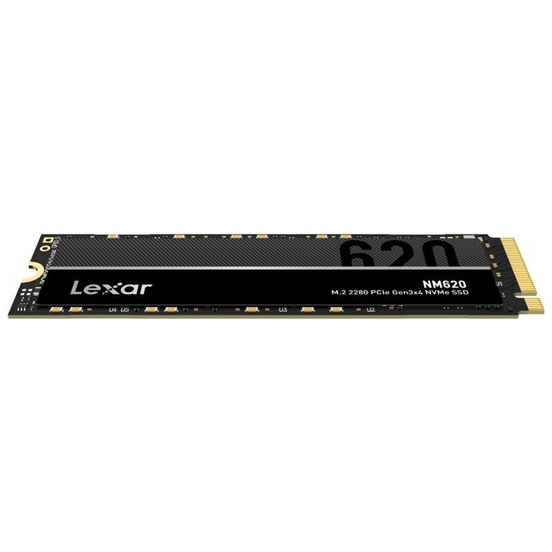 Dysk SSD Lexar NM620 1TB M.2 PCIe NVMe widok dysku w pozimie od przodu, pochylony do góry